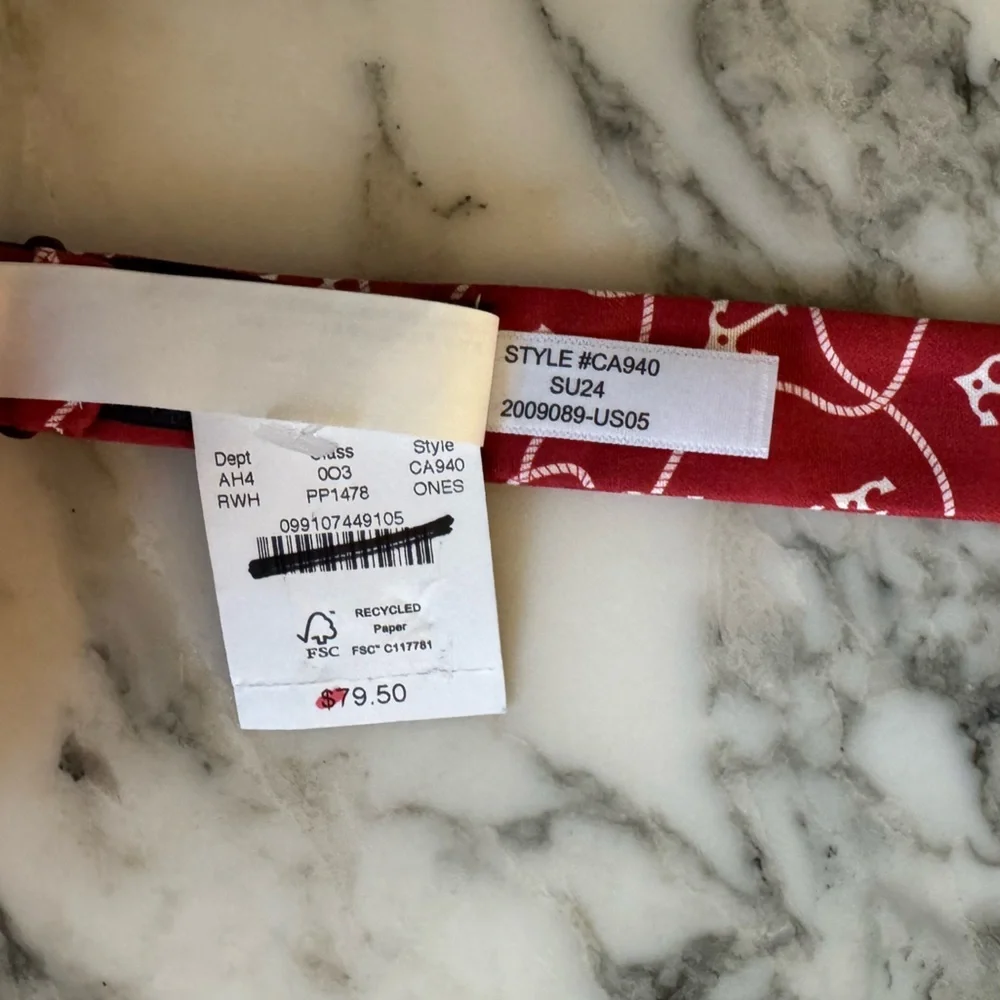 NWT J. Crew Red Silk Men’s Bow Tie in Anchor Print
